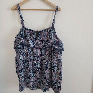 TORRID‎ Paisley Babydoll Halter Top Crochet Ruffle Trim  Plus Size 4